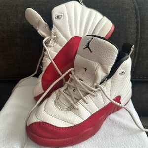 Air Jordan Retro 12 White and Red Sneakers